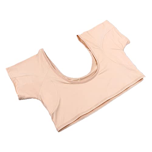 GUOANFG Underarm Absorbing Sweat T-Shirts Breathable Vest Antiperspirant Washable Armpit Sweat Tops Reusable for Women,Beige-Medium