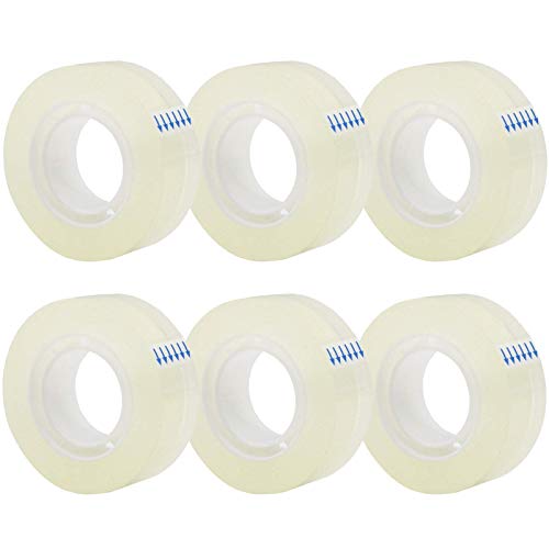 OWLKELA 6 Rolls Transparent Tape Refills, Clear Tape, All-Purpose Transparent Glossy Tape for Office, Home, School