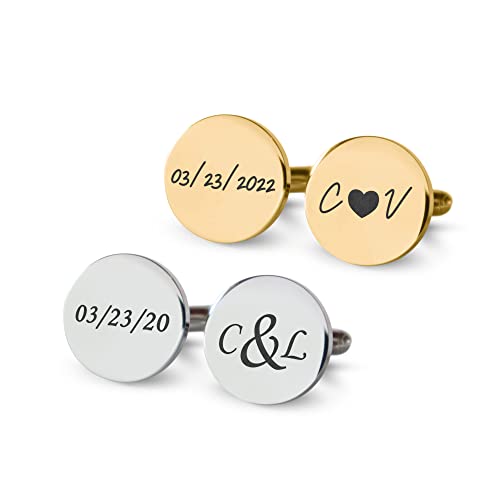 Personalized cufflinks for men, custom engraved cufflinks for groom, gold & silver wedding cufflinks for groom, initials cufflinks for men, groom cufflinks from bride