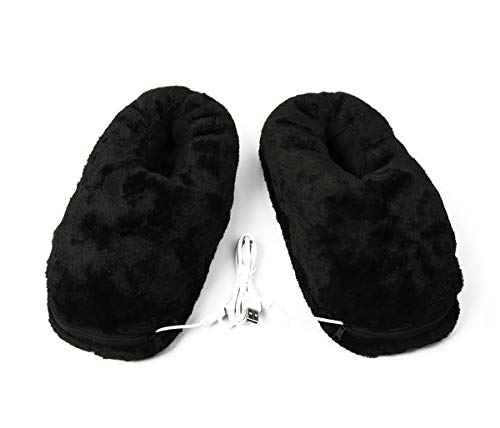 BJPEY USB Electric Heated Slippers，Fast Heating Technology Heating Pad Shoe Keep Foot Warmer for Winter Cold Weather One Pair (Black)