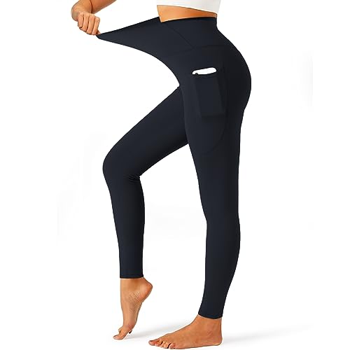 YOYOYOGA Women’s Yoga Leggings High Waist Power Stretch Yoga Pants with Cellphone Pockets Ankle Length Tummy Control Leggings Black XL