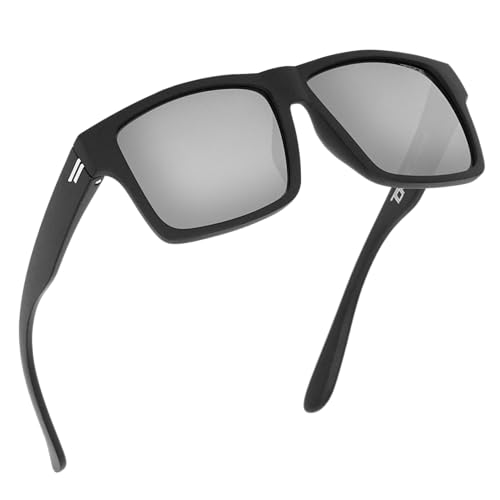 TOROE Classic RANGE Black Frame Polarized TR90 Unbreakable Sunglasses with Hydrophobic Coated Polycarbonate AR Lenses (Matte Black | Silver (CAT3))