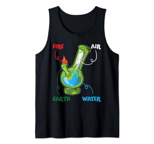 Bong Elements Fire Water Earth Air THC Weed Smoking Anatomy Tank Top