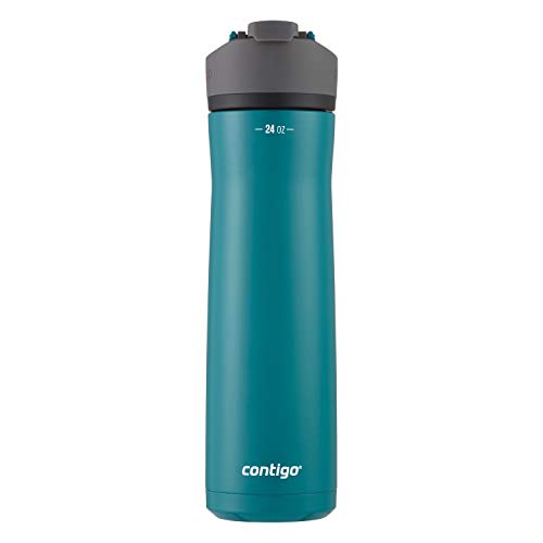 Contigo Cortland Chill 2.0 Stainless Steel Vacuum-Insulated Water Bottle with Spill-Proof Lid, Keeps Drinks Hot or Cold for Hours with Interchangeable Lid, 24oz, Spirulina
