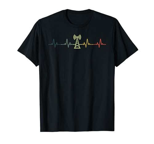 Retro Heartbeat Ham Radio Operator Amateur Radio Mens Father T-Shirt