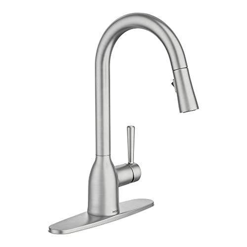Moen Adler 87233SRS Spot Resist Stainless Zinc Pull Down Kitchen Faucet with Power Clean, Button, and Retractable Wand, ADA Compliant, Classic Style, Fashion-forward, Built to Last