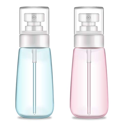 Spray Bottle Travel Size,100ml/3oz Fine Mist Hairspray Bottle for Essential Oils, Empty Airless Makeup Face Spray Bottle Clear Refillable Travel Containers for Cosmetic Skincare Perfume (Blue + Pink)