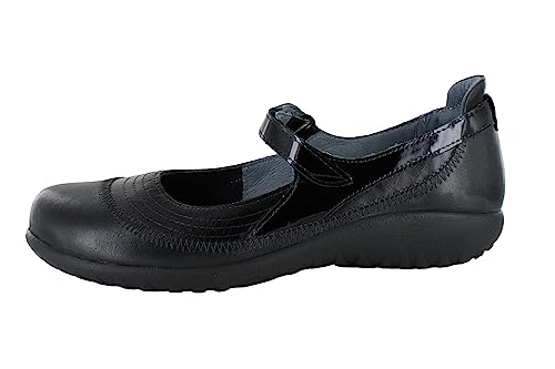 NAOT Footwear Women's Kirei Maryjane with Cork Footbed and Arch Comfort and Support - Lightweight and Perfect for Travel- Removable Footbed Black Leather Combo 8-8.5 M US