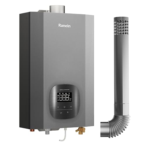 Ranein Natural Gas Tankless Water Heater with Vent Pipe, Indoor Max 4.3 GPM, 100,000 BTU Instant Hot Water Heater