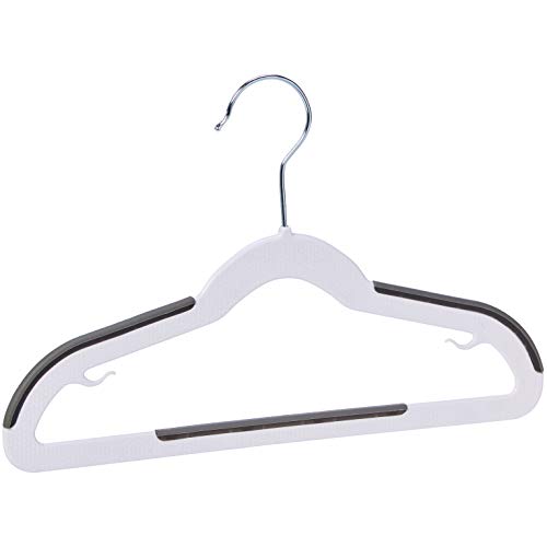 Amazon Basics Plastic Kids Clothes Hangers With Non-Slip Pad, 30-Pack, White and Black, 12.8' W x 8' H x 0.3' D