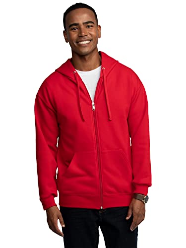 Fruit of the Loom Men's Eversoft Fleece Sweatshirts & Hoodies, Full Zip-Red, Small