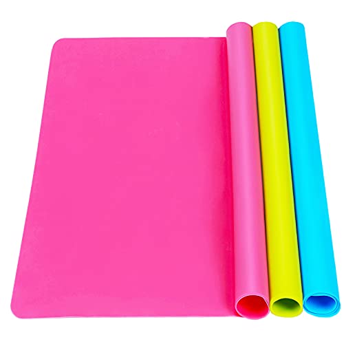 3 Pack Silicone mat Large Silicone Sheets for Crafts, Liquid, Resin Jewelry Casting Molds Mat, Silicone Placemat 15.7” x 11.8” (Blue & Rose Red & Green)