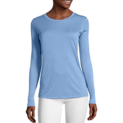 Hanes womens Sport Cool Dri Performance Long Sleeve T-shirt T Shirt, Light Blue, Small US