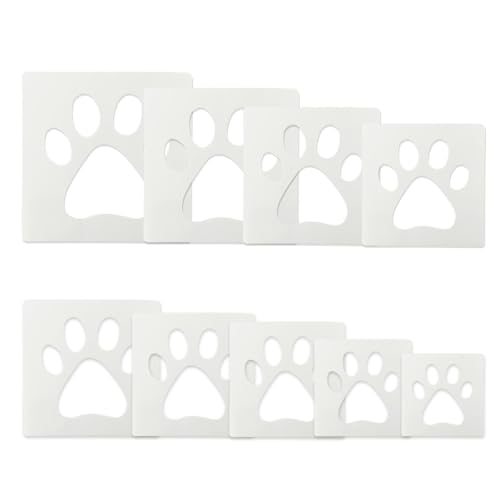 Paw Stencil, 8Pcs Large Dog Paw Stencil for Painting,Cute Bear Cat Paw Print Stencils Template Reusable Plastic Animal Paw Paint Stencil for Crafts Art Painting on Wood Paper Flag Wall Home Decor