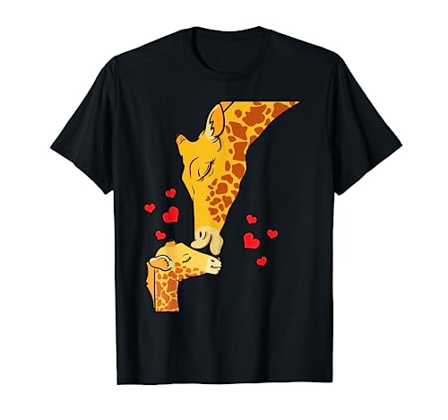 Giraffe Kissing Baby Shirt Africa Zoo Heart Mothers Day Gift