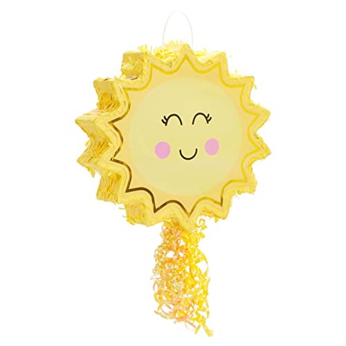 Pull String Sun Pinata for Sunshine Party Decorations, Birthday, Baby Shower (Small, 14 x 13 x 3 In)