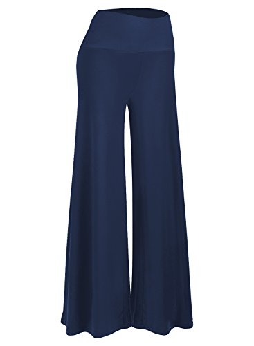 Arolina Women's Stretchy Wide Leg Palazzo Lounge Pants Casual Comfy High Waist Palazzo Pants Navy Blue
