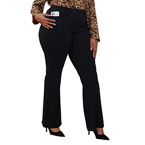 Wrinkle-Free Stretch Dress Pants Plus Size for Women Pull-on Pant Ease into Comfort Office Pant 3XL