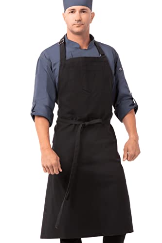 Chef Works Unisex Rockford Chefs Bib Apron, Steel Grey, One Size