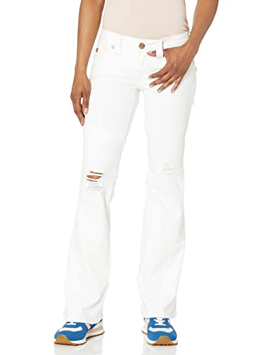 True Religion Women's Joey Low Rise Flare, Optic White W Destroy