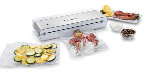 FoodSaver Compact Vacuum Sealer Machine with Airtight Bags and Roll - Ideal for Sous Vide and Airtight Food Storage, White