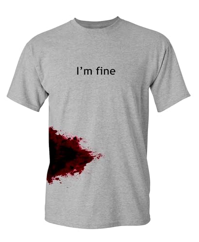I'm Fine Graphic Sarcastic Movie Halloween Zombie Funny T Shirt 2XL Sport Grey