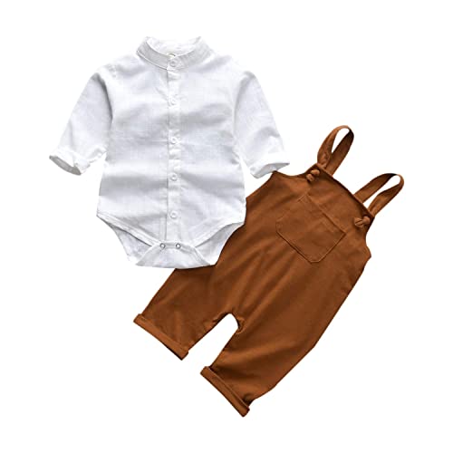 Unutiylo Baby Boys Clothes for Gentleman Outfits,Toddler Overalls Baby Suspender Pants and Bodysuit Romper