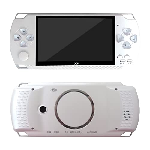 10000 Games Built-in 4.3' 8GB 128Bit Retro Portable Handheld Video Game Console Built in 10000 Games 8 Bit Game Player Handheld Game Console Dual Wireless Controller Gamepad HD&AV TV Output(White)