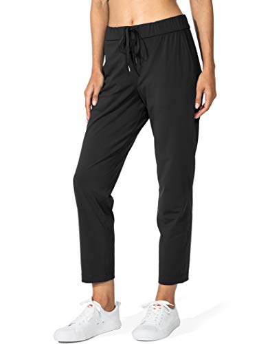 G Gradual Women's Pants with Deep Pockets 7/8 Stretch Sweatpants for Women Athletic, Golf, Lounge, Work (Black, X-Large)