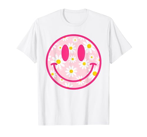 Happy Face Daisy Flower Shirt Preppy Aesthetic Smile Face T-Shirt
