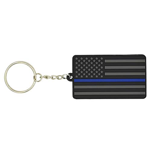 Great 1 Products American Flag Keychain with Key Ring - Police Law Enforcement - Soft PVC Rubber - Keys, Cars, Motorcycles, Backpacks, Luggage, and Gifts - EDC (Thin Blue Line)