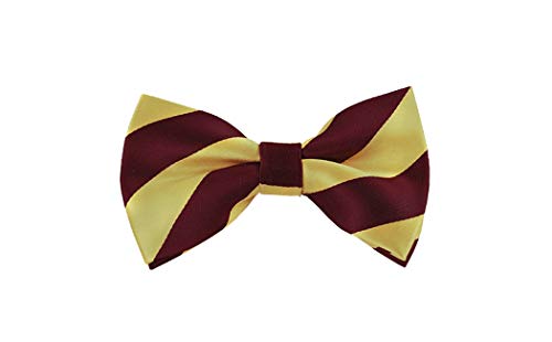 Romario Manzini collegiate Stripe Pre-Tied Bow Tie (Burgundy and Honey Gold)