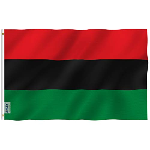 Anley Fly Breeze 3x5 Foot Afro American Flag - Vivid Color and Fade proof - Canvas Header and Double Stitched - Pan-African Black Liberation UNIA Flags Polyester with Brass Grommets 3 X 5 Ft