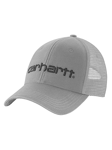 Carhartt Men's Canvas Mesh-Back Logo Graphic Cap, Asphalt/Black, OS