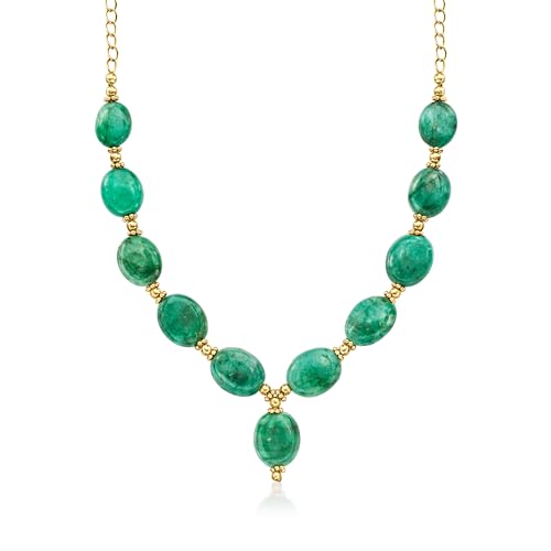 Ross-Simons 80.00 ct. t.w. Emerald Bead Necklace in 18kt Gold Over Sterling. 18 inches