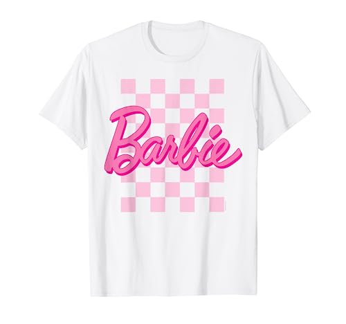 Barbie - Barbie Logo Checkered Background Short Sleeve T-Shirt For Women, Small