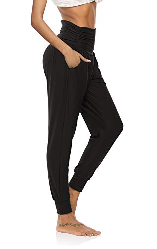 DIBAOLONG Womens Yoga Sweatpants Loose Workout Joggers Pants Comfy Lounge Pants with Pockets Black L