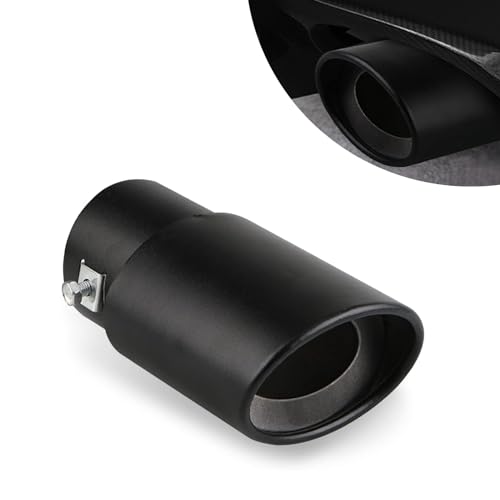 Flygun Pack-1 Stainless Steel Exhaust Tip, Straight Type Tailpipe Muffler, Automobile Modification Supplies, Universal for Most Cars, Trucks and Vans (Black)