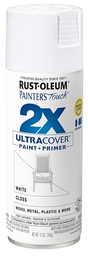Rust-Oleum 334048 Painter's Touch 2X Ultra Cover Spray Paint, 12 oz, Gloss White