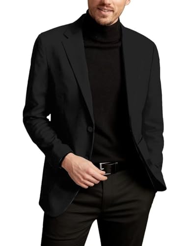 Men's Casual Sports Coats Dress Blazer Stylish Lightweight Suit Jackets Black Suit for Men Size 52 5XL,Chest 56.3