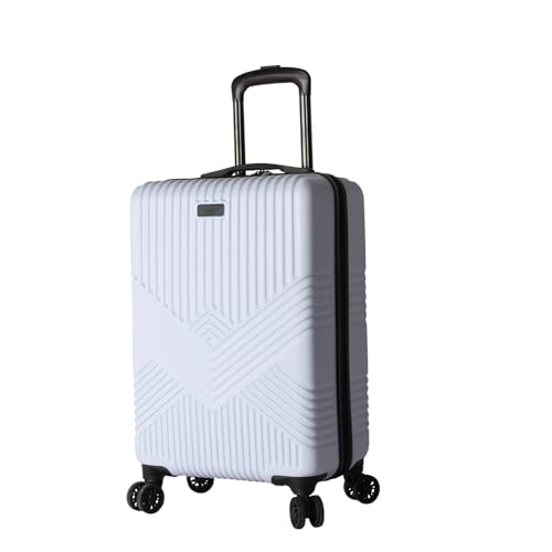 Nicole Miller New York Luggage Collection - 24 Inch Hardside Carry On Suitcase - Durable Lightweight Bag with 4-Rolling Spinner Wheels (White)