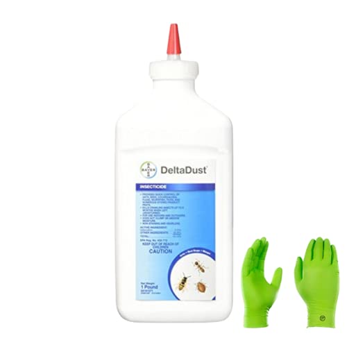 Delta Dust Glove Kit -Multi Use Pest Control Insecticide Dust, 1 LB with USA Supply Gloves and Pest Identification Card