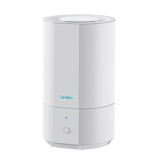 Livatro 4L Top Fill Humidifiers for Bedroom Large Room Nursery, Cool Mist Humidifier With Ultrasonic Quiet, Auto Shut-off and Easy to Clean, Last up to 40 Hours, White