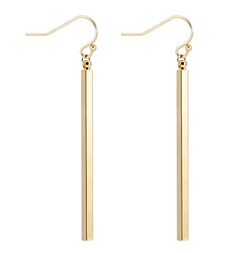Minimal Long Bar Earrings 18k Gold Plated Drop Line Dangle Geometric jewelry for Women Girls