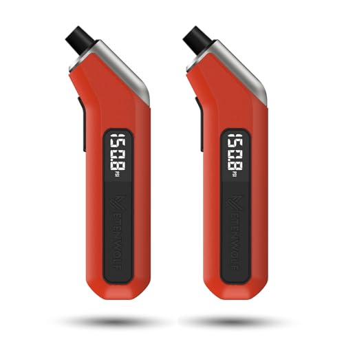 Digital Tire Pressure Gauge 2 Pack, Industrial Tire Gauge 3-200 PSI, Calibrated to ANSI B40.7 Grade 2A(±0.5%), Air Pressure Gauge with Replaceable AAA Batteries (vivid orange)