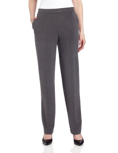 Briggs New York Womens Pull on Average Length & Short Length Dress Pants, Heather Grey, 16 US