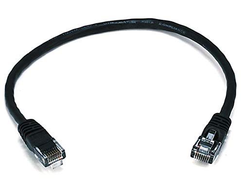 Monoprice 102288 Cat6 Ethernet Patch Cable - Network Internet Cord - RJ45, Stranded, 550Mhz, UTP, Pure Bare Copper Wire, 24AWG, 1ft, Black
