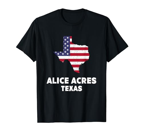 Distressed Patriotic USA Flag Alice Acres, Texas T-Shirt