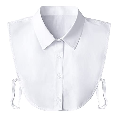Fake Collar Detachable Dickey Collar Blouse Half Shirts Peter Pan Faux False Collar for Women & Girls Favors, White One Size