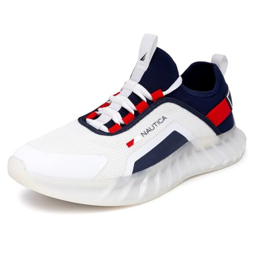 Nautica Men's Sneakers Casual Fashion Walking Lace-Up Athletic Shoes for Gym Tennis Men – Slip On, Breathable, Lightweight & Comfortable-Liard-Americana-Size-10.5